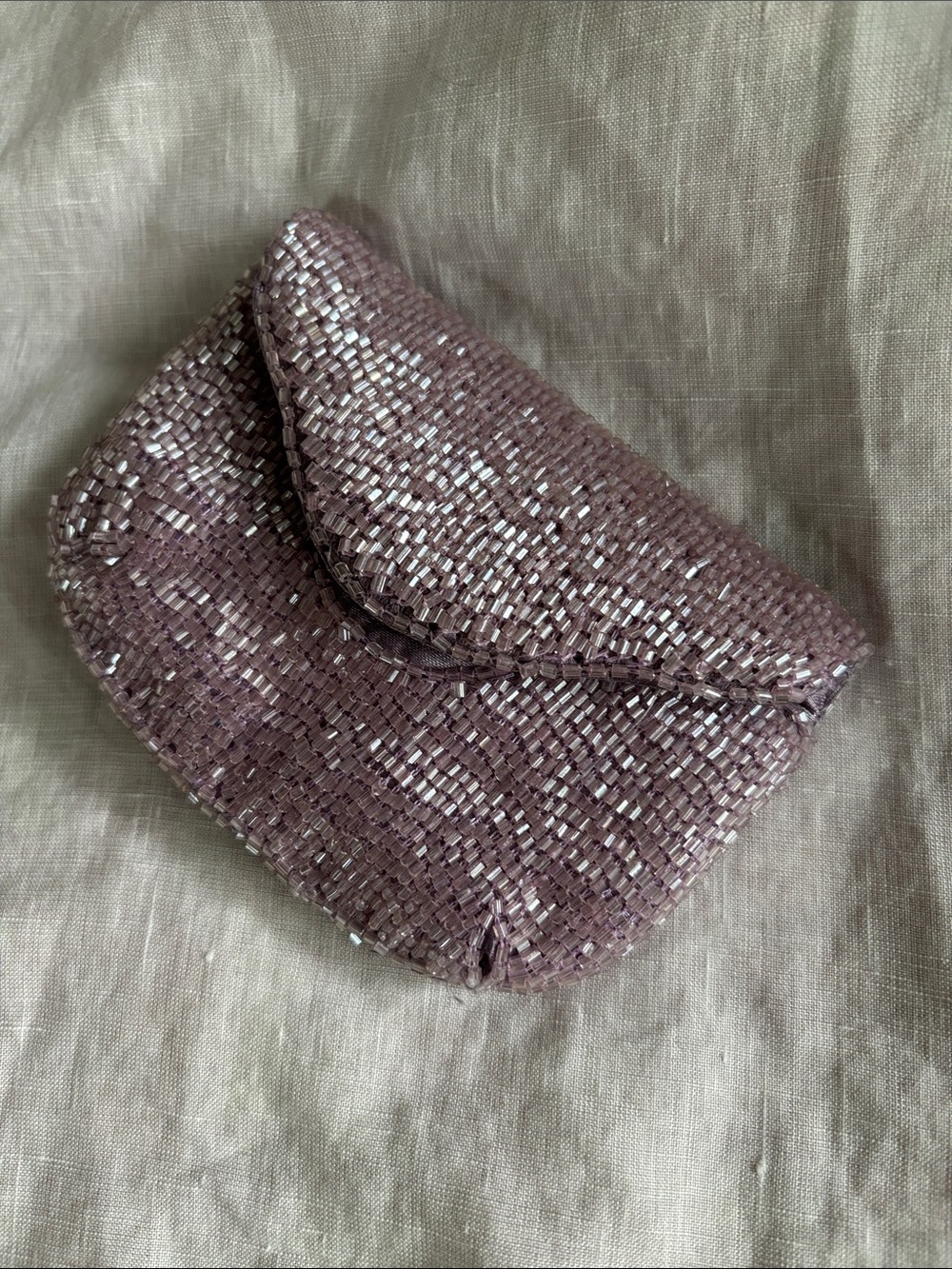 Accessorize Lilac Beaded Key & Card Holder / coin or jewelry pouch